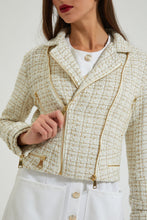 Load image into Gallery viewer, Beige Tweed Biker Jacket
