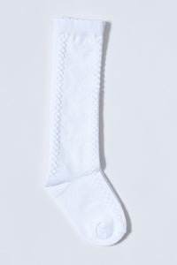 White Long Embossed Socks (Pack of 2)